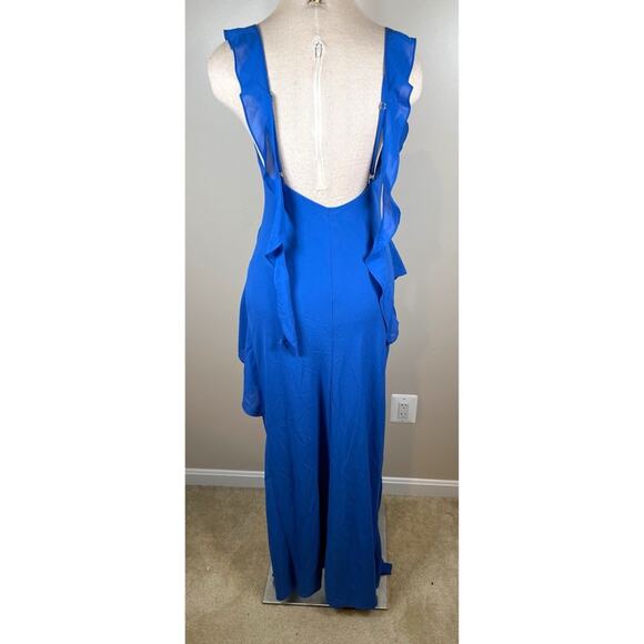 Amanda Uprichard Cantara Cobalt Blue Ruffle Maxi Dress Size Medium - Picture 8 of 10